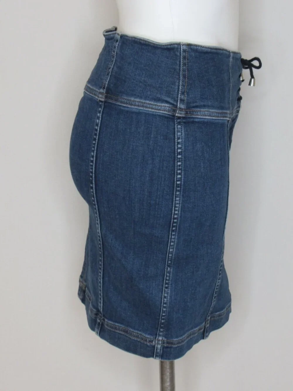 Free People Modern Femme Corset Lace Up Stretch Denim Mini Skirt Women's 8
